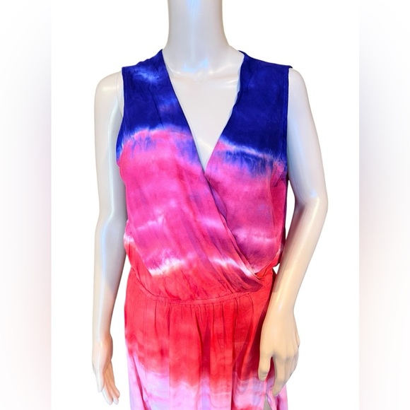 Young Fabulous & Broke Red Indigo Colorful Sleeveless V-neck Maxi Dress XS - Picture 5 of 12